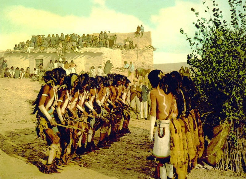 Hopi Antelope priests chanting at Kisi Moki snake dance, Image by Detroit Photographic Co., 1902.