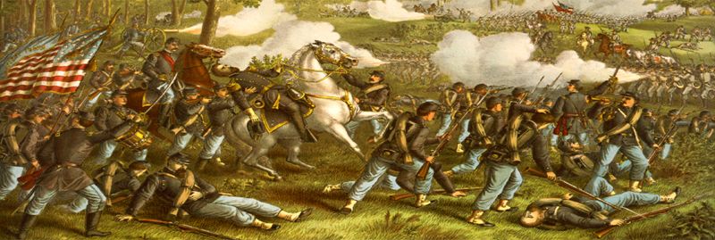 Battle of Wilsons Creek near Springfield, Missouri by Kurz and Allison 1893