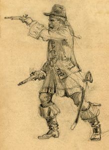 A pirate by Alfred Waud, about 1860