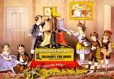 S.D. Sollers & Co., Manufacturers of Children's Fine Shoes, Philadelphia, Pennsylvania, 1874 advertisement