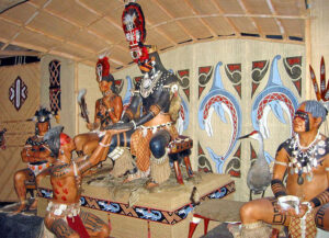 Diorama of Calusa king receiving tribute from a Tequesta chief in the Florida Museum of Natural History, courtesy of Wikipedia.