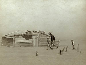 Fleeing a Dust Storm in Oklahoma, by Arthur Rothstein, 1936.