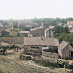 Business District in Harveyville, Kansas, early 1900s.