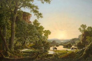 Thomas Hooker and settlers journeying through the wilderness by Frederic E. Church, 1846.