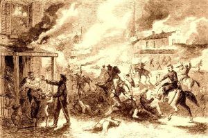 Lawrence, Kansas Raid during the Bleeding Kansas Affair by Harper's Weekly, September 1863.