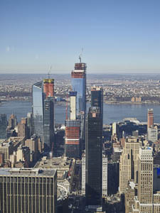 View of the Manhattan (borough) skyline from the Empire State Building in New York City.