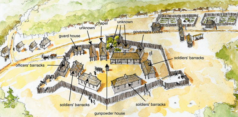 Presidio of Los Adaes, Louisiana by Sergio Palleroni, courtesy Louisiana Division of Archaeology. Presidio of Los Adaes, Louisiana by Sergio Palleroni, courtesy Louisiana Division of Archaeology.