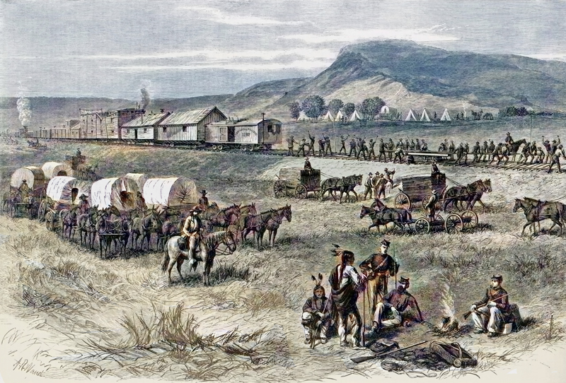Building the railroad on the Great Plains by Alfred Waud, Harper's Weekly, 1875