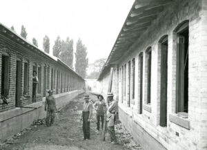 Stockade Crib Row in Salt Lake City, Utah, about 1908.