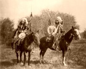 Sioux Indians on horseback,