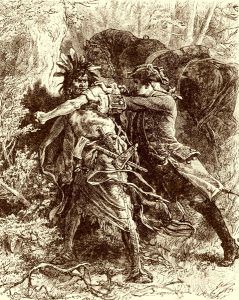 Struggle between a Mohawk Indian and a colonial militia man