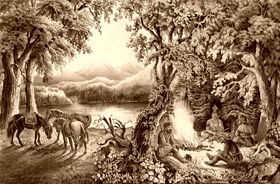 Trappers' Campfire by Currier & Ives.