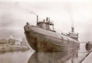 Whaleback Tow Barge on the Great Lakes.