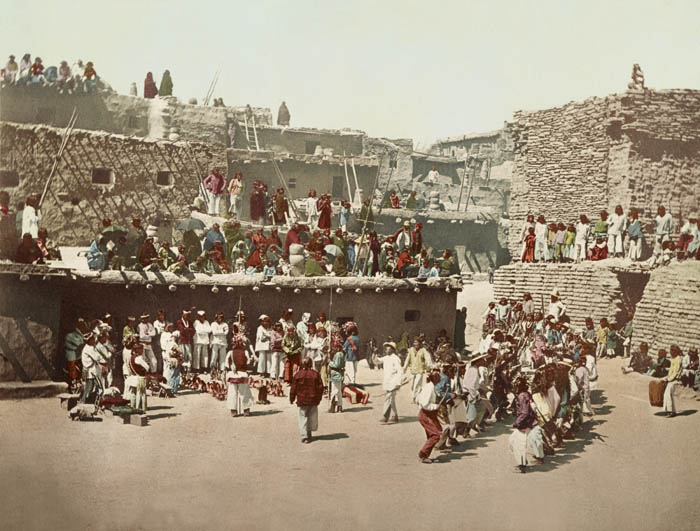 Rain Dance at the Zuni Pueblo in New Mexico. Image by the Detroit Publishing Co., 1899.